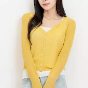 [라일리여성의류] Rly 여성 여름 데일리 린넨 브이넥 니트 긴팔 가디건