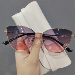 여성용 오버사이즈 빈티지 고양이 눈 선글라스, 트렌디한 여름 운전 안경, UV400, 2022 핫 패션