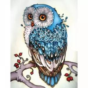 TBZ 행운의 파란 부엉이 (캔버스) 보석십자수 40x50