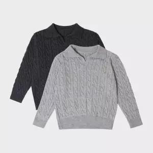 [인터메조]오픈 카라넥 케이블 니트 2종택1 IMFFMKN162