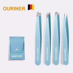 눈썹 집게 다색상 털 미세 뽑기 스테인리스 스틸 기울어진 클립 제거 메이크업 Blue 2 pcs