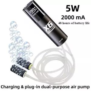 휴대용기포기 낚시 기포 발생기 야외 낚시수족관용 5W USB 충전식 산소 펌프 야간 48H 휴대용 통풍