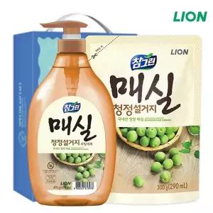 참그린 매실 주방세제세트(490g펌프용기+300g리필)