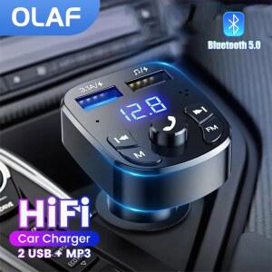 호환 OLAF 자동차 블루투스 5 0 음악 플레이어 FM 송신기 듀얼 USB 포트 차량용 충전기 MP3 수신기 3 1A 고속 충전기 오디오 수신기