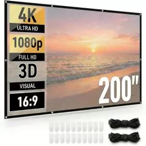 Japard 200인치 프로젝터 스크린 실외기 4K 풀 HD 3D 16 9 양면 프로젝션 접이식 휴대용 월 마운트 걸이식