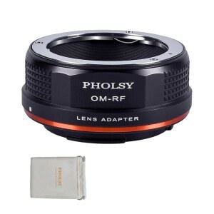 [미국배송] PHOLSY 렌즈 마운트 어댑터 수동 포커스: 올림푸스 OM 렌즈와 캐논 RF(EOS R형) 카메라 본체 호환