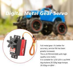 JX PDI6221MG 20KG 180 °   360 °   1 8 1 10 RC 자동차 로봇용 연속 회전 고정밀 메탈 기어 디지털  서