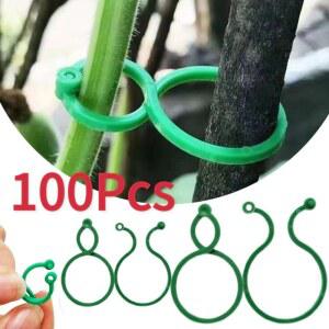 호환 50/100Pcs 버클 포도 나무 묶는 클립 반지 고정 브래킷 정원 식물 홀더 도구 정원 장식 식물 등반 벽 클립