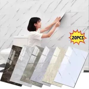 10-20Pcs 30cm x 자기 대리석 타일 스티커 방수 바닥 PVC 주방 욕실 벽 홈 장식