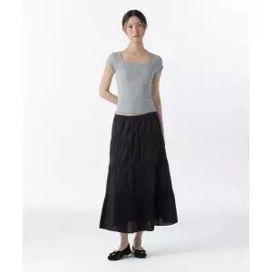 MUSINSA STANDARD WOMAN 우먼즈 코튼 티어드 롱 스커트 [블랙]