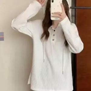 롱티셔츠 루즈핏 후드티 봄 버튼 이너 얇은 티셔츠 후드