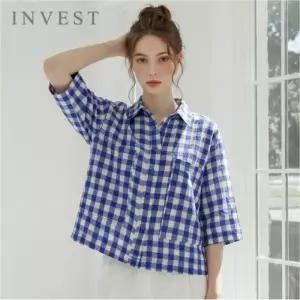 [인베스트] 빅 포켓 깅엄 체크 블라우스_IN6M3BL5681