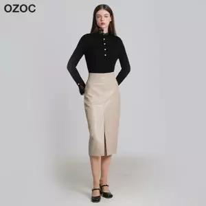[오조크(OZOC)] 인조가죽 H라인 스커트 (택가격: 109000원)