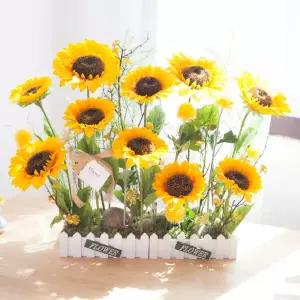 아트박스/플라워트리 해바라기 조화 화분 디럭스울타리 set 70cm 장식 소품