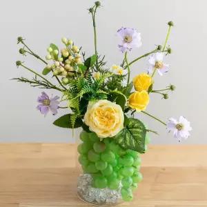 아트박스/플라워트리 장미 조화 화병 그레이프플라워 set 32cm (DIY) 장식