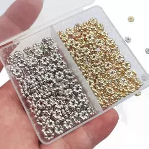 200개/박스 6MM 눈꽃송이 금/은 도금 CCB 스페이서 루즈 비즈 DIY 세트 팔찌 목걸이 쥬얼리 제작 액세서리