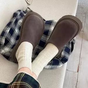 [하프클럽/]여성 2컬러 심플 데일리 플랫폼 통굽 슬리퍼 LK-BL12