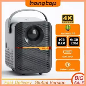빔프로젝터 HONGTOP P10 스마트 4GB 안드로이드 10 LED 4K 미니 64GB P1064GB블랙 EU 콘센트