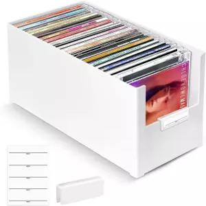투타타 CD 보관함 쌓을 수 있는 플라스틱 정리함 최대 25장의 책상과 선반을 위한 보관 케이스