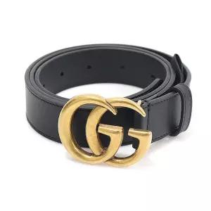 Gucci(구찌) 414516 블랙 레더 GG마몽 남성벨트 90