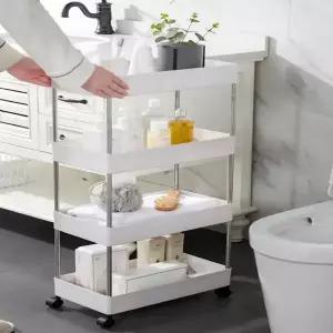 4단 SLN967S4 이동식 틈새선반 폭22cm 스틸봉 캠핑이동식선반 미용실선반 베란다선반 틈새이동식