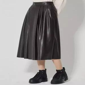 [르오트][르오트(LeOT)] 볼륨감있는 FAUX 레더 핀턱 스커트