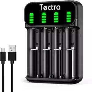 Tectra 범용 급속 18650 배터리 충전기 3.7V 리튬 이온 21700 22650 26650 18490 18350 17500 16340 RCR123
