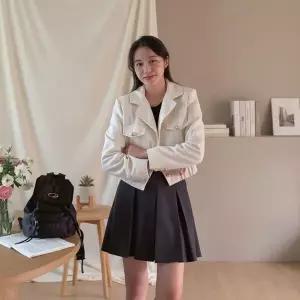 여성 카라넥 덤블 탱크 골드버튼 자켓 재킷 외투 겉옷