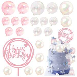 22PCS 다채로운 케이크 토퍼 미니 풍선 컵케익 결혼 파티 기념일 거품 삽입 장식 DIY