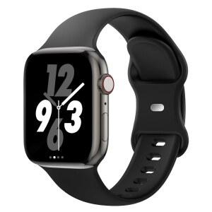 애플호환 Watch 38mm 40mm 41mm 42mm 44mm 45mm 46mm와 호환되는 스포츠 밴드 iWatch 시리즈 10 /9 /8 /7 /6 /5 /4 /3 /2 /1 Ultra SE 여성 남성용 교체용 소프트 실리콘 스트랩 손목 블랙