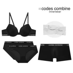 매장정품 CODES COMBINE 코데즈컴바인 블랙 커플속옷세트 [노와이어브라1매팬티2매드로즈1매] (CEWBRBPDR16