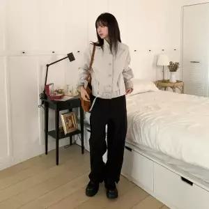 여성 하이넥 소매 컬러 믹스 벨트 야상 코트 폴라