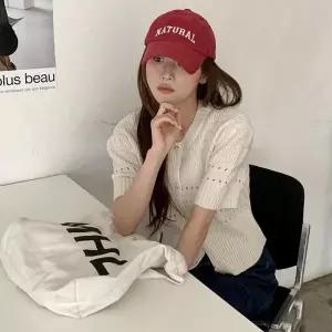 여성 펀칭 디자인 반팔 니트 가디건 스웨터