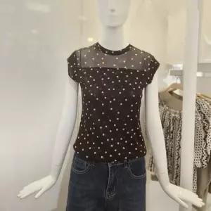 밸리걸 여름 스판 도트 패턴 시스루 티셔츠 617550) _EPT