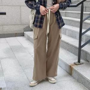여성 골덴 편안한 밴딩 와이드 바지 팬츠 모직 루즈핏