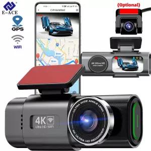 자동차 블랙박스용 대시 캠 4K GPS 와이파이 앱 24H 나이트 비전 미니 2 렌즈 DVR 비디오 녹음기 후방
