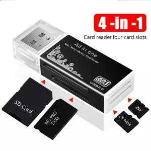 합금 카드 리더기 4포트 USB2.0 마이크로 SD TF M2 MS 프로 듀오 MMC SDHC DV 폰 카메라 메모리 어댑터 LED