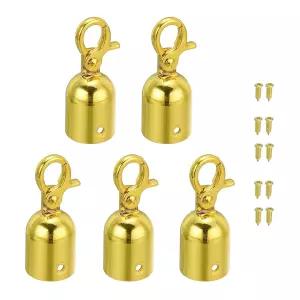 파티킬 0.8 x2 스탠션 로프 엔드 스토퍼 5팩 코드 캡 배리어 크라우드 컨트롤 큐 디바이더용 스냅 훅 골든