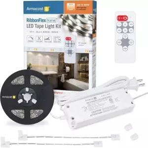 Armacost 조명 421503 리본 플렉스 홈 딤 투 웜 LED 테이프 라이트 키트 리모컨 16피트