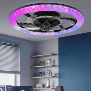 Vookea 2 in WiFi RGBLED 20인치 천장 선풍기 조명 및 리모컨 3000650K 디매블 플러시 마운트 스마트 로우