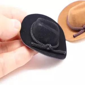 돌하우스 보이 모자 2 스케일 소프트 미니 아메리칸 올드 웨스트 공예 용품 2PCS 블랙