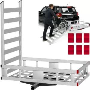 램프가 있는 200LBS 알루미늄 히치 카고 45x30 및 반사 스티커가 54x32x9 트레일러 SUV 밴 픽업 트럭용 2