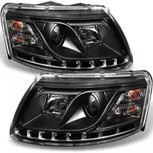 AKKON 아우디 A6 C6 스포츠 세단 블랙 베젤 DRL LED 스트립 프로젝터 라이트 왼쪽 + 오른쪽