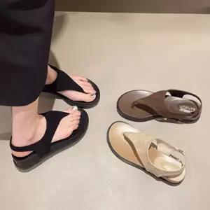 [하프클럽/] 라운드 스웨이드 T스트랩 샌들 슬리퍼(3cm)-6325
