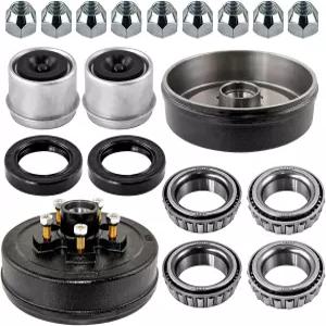 5 온 45인치 트레일러 브레이크 드럼 0인치 x 2/4인치 키트 L6849/L44649 링 및 220인치 너트 3500lbs