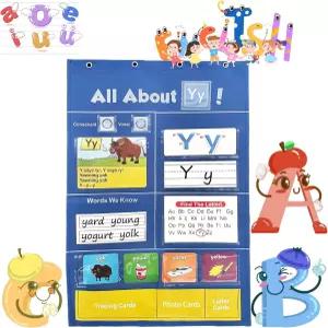 홈스쿨을 위한 벳 학습 포켓 차트 ABC 플래시 카드 월 문자 추적 및 게임 교실 필수