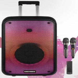 Singtronic BT0808Pro 휴대용 500W 올인원 노래방 시스템 프로페셔널 마이크 2개