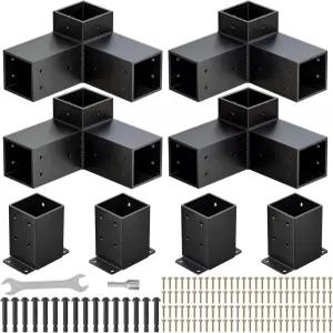 페르골라 키트 4인치 x 실제 35인치 X 목재 DIY 방청 가제보 브래킷 직각 코너 파티오 뒷마당 야외용