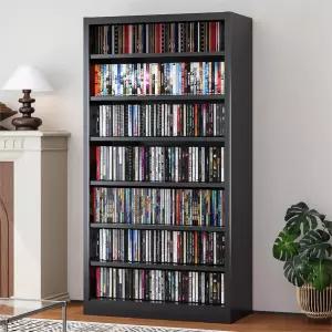 금속 DVD 보관 캐비닛 조절 가능한 선반이 있는 7단 CD 랙 정리함 홀더용 미디어 책 게임 거실 및 홈 오용