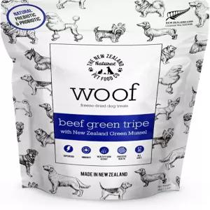 뉴질랜드 천연 애완동물 사료 회사 WOOF 동결 건조견 간식 소고기 그린 곱창 고단백 소형 및 대형견을 위한